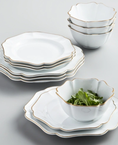 Martha Stewart Collection Baroque 12-pc Dinnerware Set, Service For 4, Created For Macy's In White