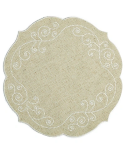 Lenox French Perle 16" Round Embroidered Placemat In Lin