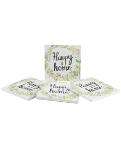 Thirstystone Wreath Happy Home 4-pc. Coaster Set In Multi