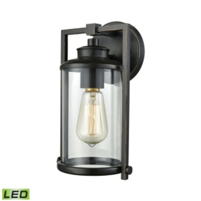 Elk Lighting Frampton 1 Light Outdoor Wall Sconce In Aged Bronze With Clear Glass