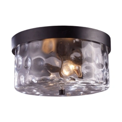 Elk Lighting Grand Aisle 2-light Outdoor Flush Mount In Waethered Charcoal In Bronze