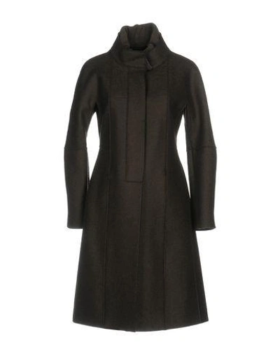 Harris Wharf London Coats In Dark Green