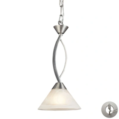 Elk Lighting Elysburg 1 Light Pendant In Satin Nickel And White Glass - Includes Adapter Kit In Silver