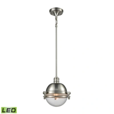 Elk Lighting Riley 1 Light Pendant In Satin Nickel With Clear Glass In Silver
