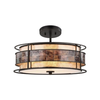Elk Lighting Tremont 3 Light Chandelier In Tiffany Bronze With Tan And Brown Mica