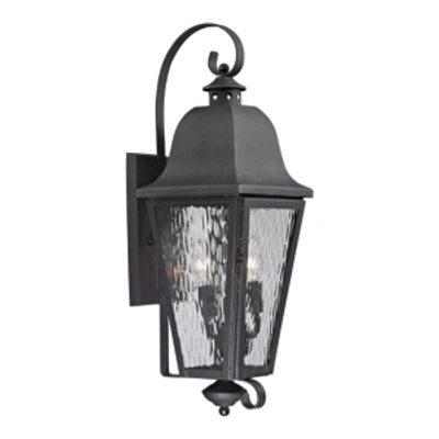 Elk Lighting Forged Brookridge Collection 3 Light Outdoor Sconce In Charcoal