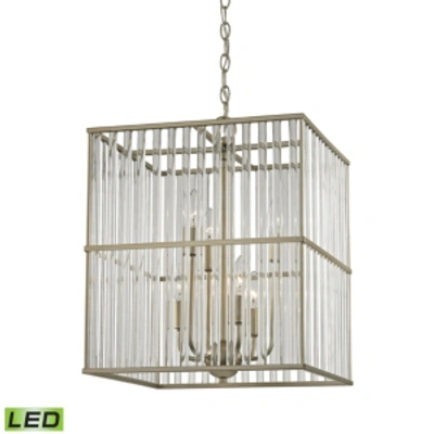 Elk Lighting Ridley 6 Light Chandelier In Aged Silver With Oval Glass Rods