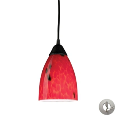Elk Lighting Classico 1 Light Pendant In Dark Rust And Fire Red Glass - Includes Adapter Kit