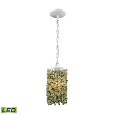 Elk Lighting Agate Stones 1 Light Pendant In Weathered Bronze With Light Jade Agate Stones In White