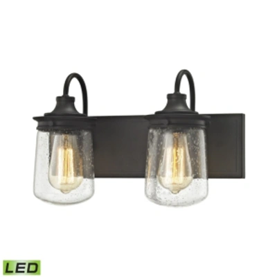 Elk Lighting Hamel 2 Light Vanity In Oil Rubbed Bronze With Clear Seedy Glass