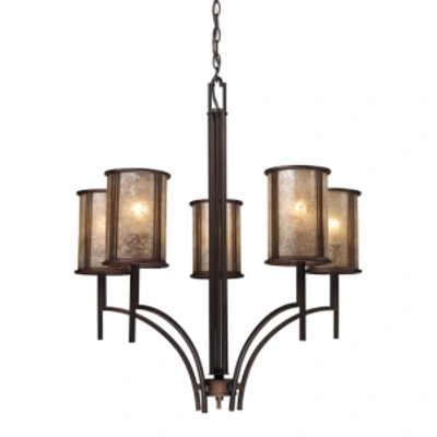 Elk Lighting Barringer 5-light Chandelier In Aged Bronze And Tan Mica Shades
