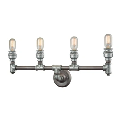 Elk Lighting Cast Iron Pipe 4 Light Vanity In Weathered Zinc In Multi