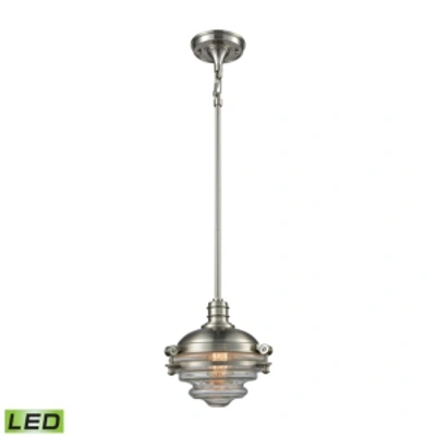 Elk Lighting Riley 1 Light Pendant In Satin Nickel With Clear Glass In Silver