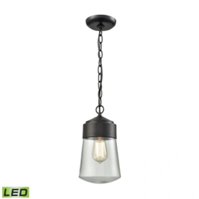 Elk Lighting Mullen Gate 1 Light Outdoor Pendant In Oil Rubbed Bronze With Clear Glass