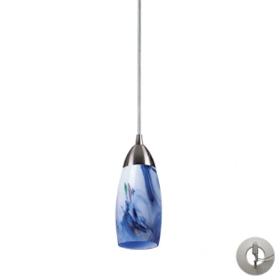 Elk Lighting Milan 1 Light Pendant In Satin Nickel And Mountain Glass - Includes Adapter Kit In Silver