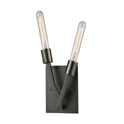 Elk Lighting Freeform 2 Light Wall Sconce In Aged Black Nickel In Charcoal