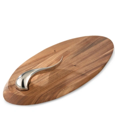 Nambe Swoop Cheese Board With Knife In Brown