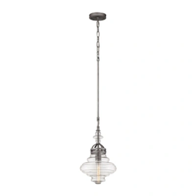 Elk Lighting Gramercy 1 Light Pendant In Weathered Zinc In Silver