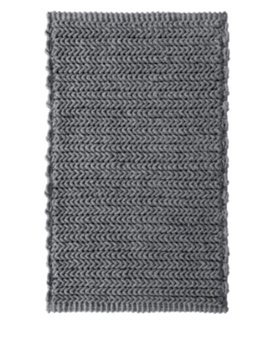 Madison Park Lasso Yarn-dyed Cotton Chenille Bath Rug, 24" X 40" Bedding In Charcoal