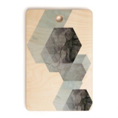 Deny Designs Neutral Marble Geometry Rectangle Cutting Board In Misc