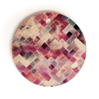 Deny Designs Moody Geometry Pink Round Cutting Board In Misc