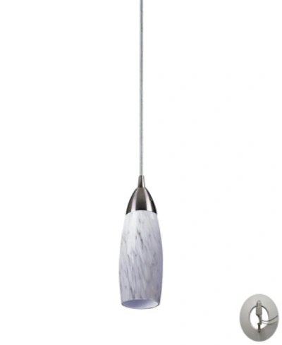 Elk Lighting Milan 1 Light Pendant In Satin Nickel And Snow White Glass - Includes Adapter Kit In Silver