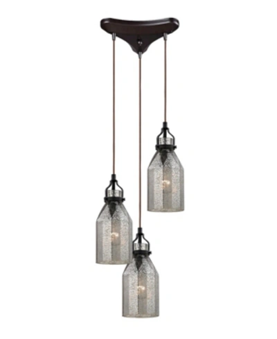 Elk Lighting Danica 3 Light Pendant In Oil Rubbed Bronze And Mercury Glass