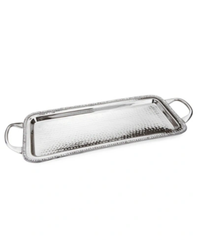 Classic Touch Stainless Steel Handled Serving Tray With Diamonds-20"l In Silver