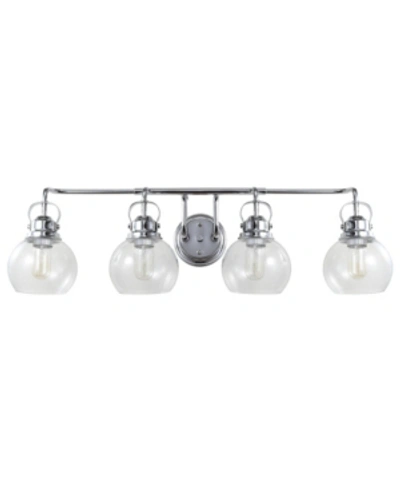 Jonathan Y Shirley 4-light Metal, Bubbled Glass Vanity Light In Silver
