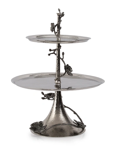 Michael Aram Black Orchid Two-tier Etagere In Silver