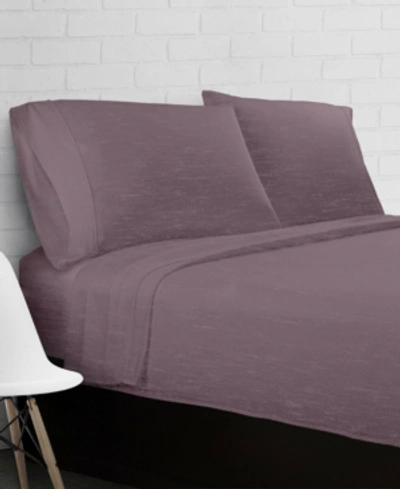 Ella Jayne Soft Heather Jersey Knit 3-piece Sheet Set - Twin Bedding In Purple