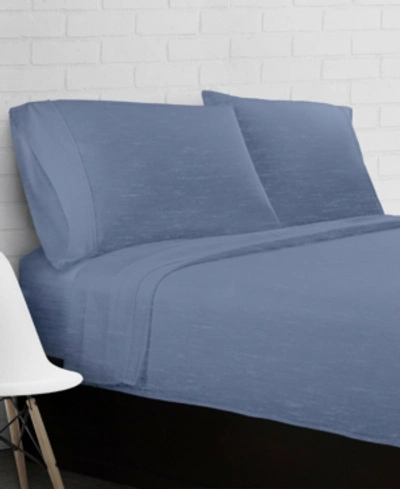 Ella Jayne Soft Heather Jersey Knit 4-piece Sheet Set - Full Bedding In Blue