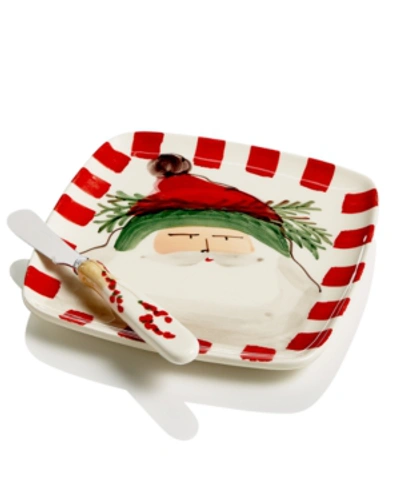 Vietri Old St. Nick 2-pc. Square Plate Set With Spreader In Multi
