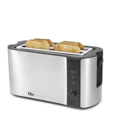 Elite By Maxi-matic 4-slice Long Slot Toaster, 6 Toast Settings, Slide Out Crumb Tray, Extra Wide 1.5" Slots For Bagels In Stainless Steel