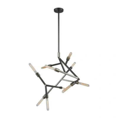 Elk Lighting Freeform 10 Light Chandelier In Aged Black Nickel In Charcoal