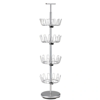 Household Essentials 4-tier Revolving Shoe Tree In Satin Silver