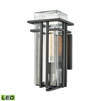 Elk Lighting Croftwell 1 Light Outdoor Wall Sconce In Textured Matte Black With Clear Glass
