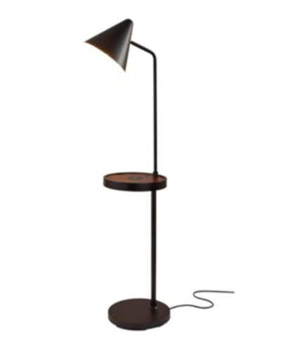 Adesso Oliver Wireless Charging Task Shelf Floor Lamp In Matte Black