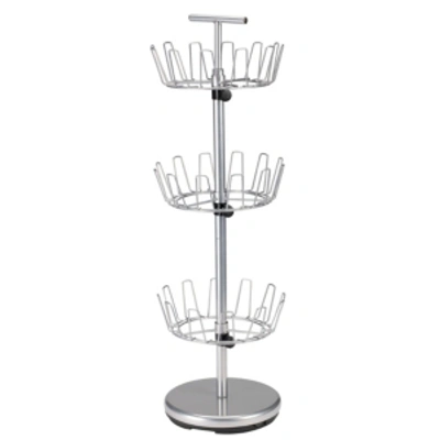 Household Essentials 3-tier Revolving Shoe Rack Shoe Tree In Silver