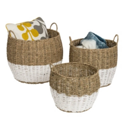 Honey Can Do Set Of 3 Round Nesting Seagrass Baskets With Handles