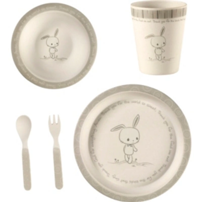 Precious Moments 5-piece Bunny Mealtime Gift Set In Gray