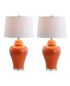Jonathan Y Winnie Ceramic Urn Led Table Lamp - Set Of 2 In Orange