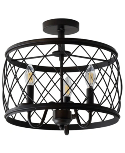 Jonathan Y Eleanor 3-light Metal Led Semi Flush Mount Ceiling Light In Black