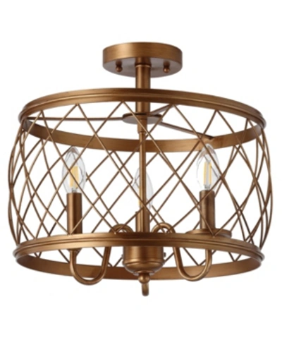 Jonathan Y Eleanor 3-light Metal Led Semi Flush Mount Ceiling Light In Gold