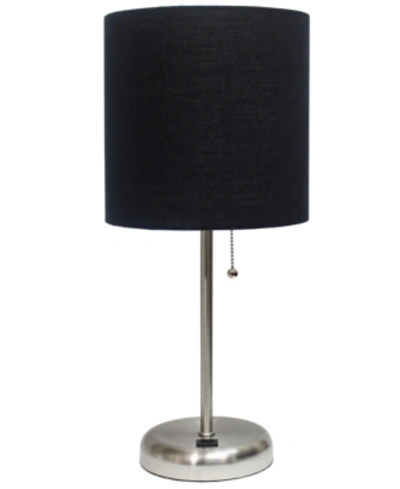 All The Rages Lime Lights Stick Lamp With Usb Charging Port And Fabric Shade In Black