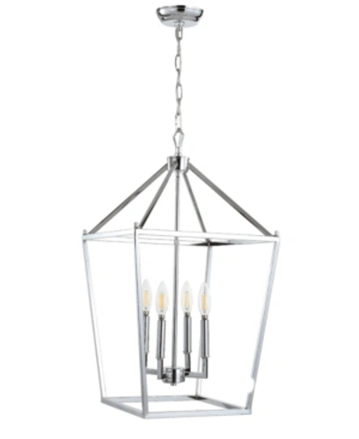 Jonathan Y Pagoda 4-bulb Lantern Metal Led Pendant In Silver