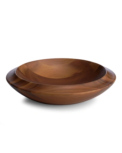 Nambe Skye Dinnerware Collection By Robin Levien Wood Centerpiece Bowl In Brown