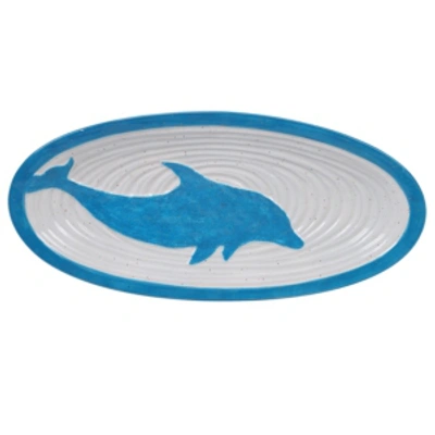 Certified International Natural Oval Fish Platter In Natural,blue