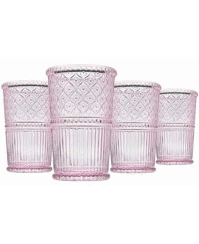 Godinger Claro Modern Vintage Tumbler Glasses, Set Of Four, 12 oz In Pink
