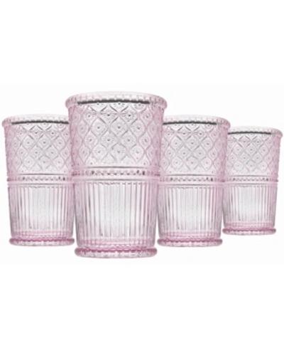 Godinger Claro Modern Vintage Tumbler Glasses In Pink